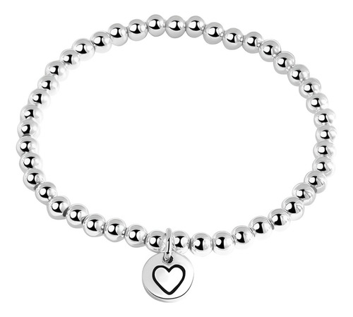 Pulsera Mujer Corazón Bombitas Regalo Mamá Joya Plata 950