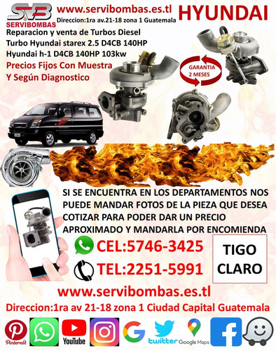 Imagen 1 de 9 de Venta De Turbos Hyundai Starex 2.5 D4cb , H1 2.5 D4cb Guatem