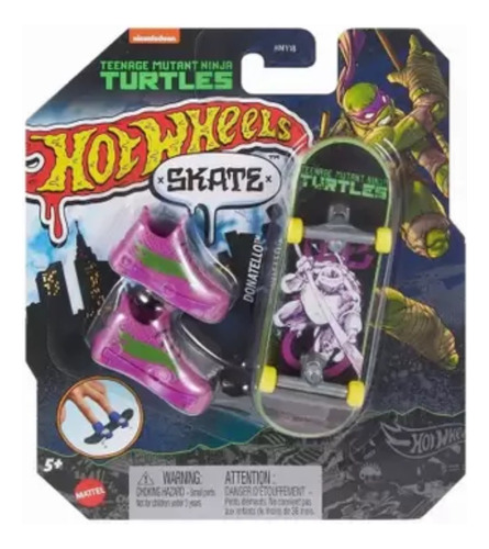 Skate De Dedo Hot Wheels Tartarugas Ninja Donatello C/ Tenis