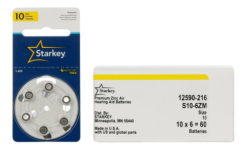 Batería Starkey No. 10, 60 Piezas 