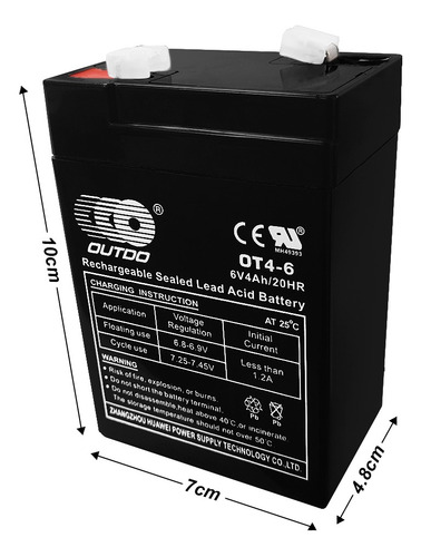 Imagen 1 de 5 de Batería6v 4ah Alarmas Ups Leds Juguetes Garantía Ul