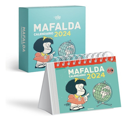 Mafalda Calendario Escritorio Lujo 2024, Turquesa - Quino