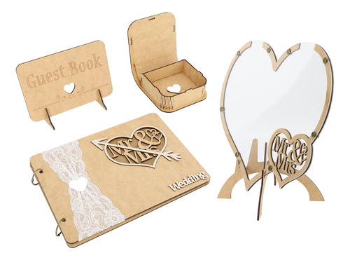 Libro De Registro De Bodas, Recepciones, Invitados, Madera,