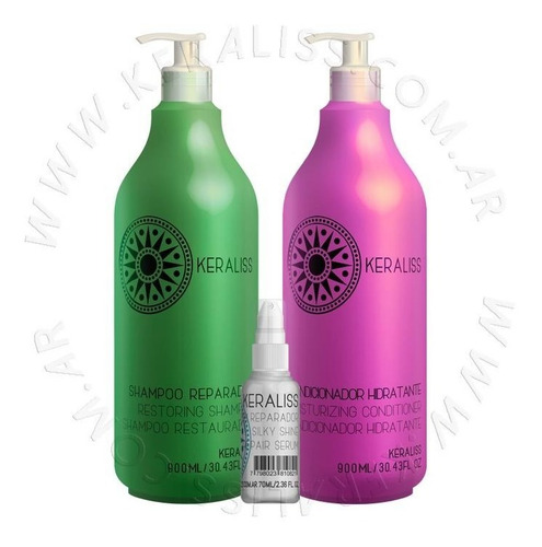 Imagen 5 de 5 de Kit Post Alisado Shampoo, Acondicionador Y Serum Keraliss