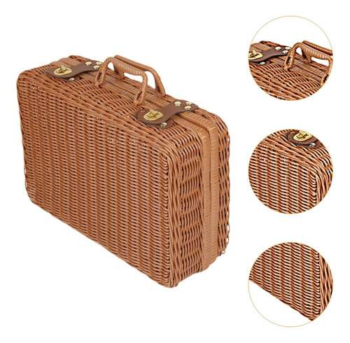 Cesta De Almacenamiento De Ratán De Imitación, Maleta, Sg
