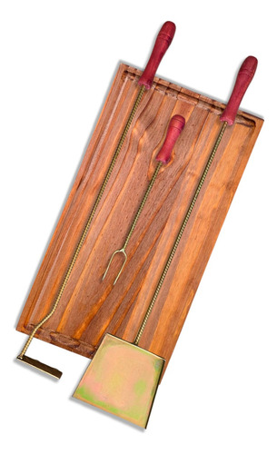 Set Kit Parrilla Tabla + Juego Pala Atizador Elementos Asado
