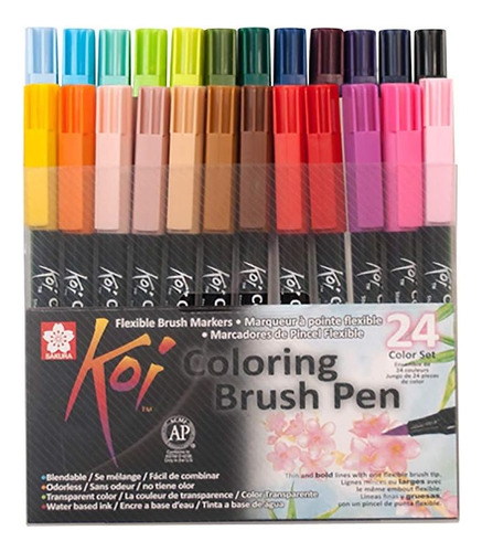 Caneta Pincel Brush Pen Sakura Koi Estojo Com 24 Cores