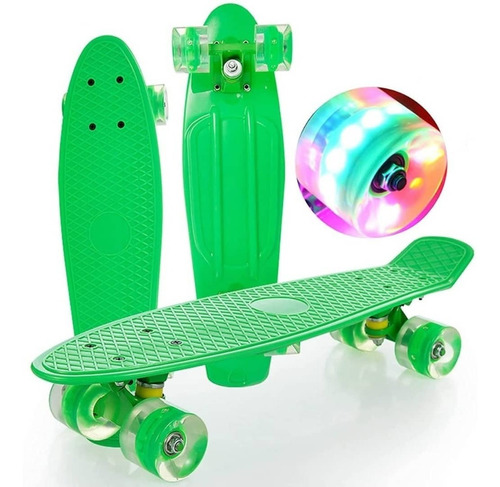 Tabla Patineta Skate Long Board Luz Led 56cm Colores Penny