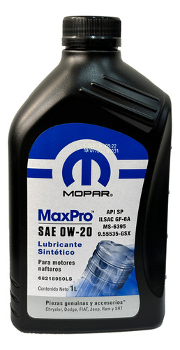 Aceite Mopar Maxpro 0w-20 X 1litro Fiat