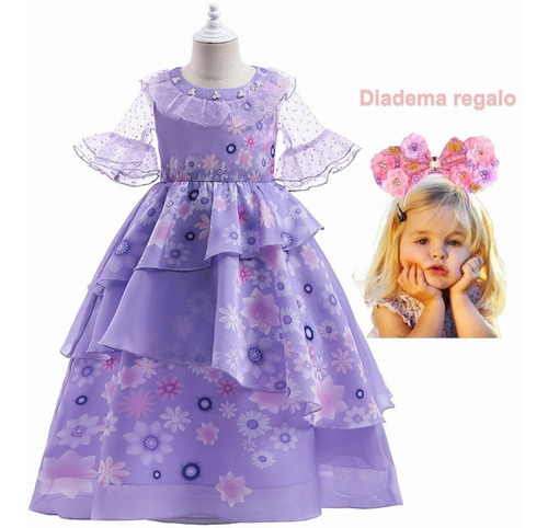 Isabela Encanto Cosplay Vestido Princesa Púrpura Regalo Niña