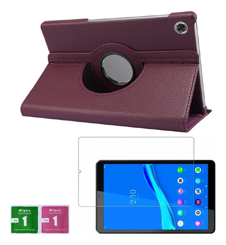 Combo Funda De Lenovo Tab P11 Tb J706f 360° Morado + Mica