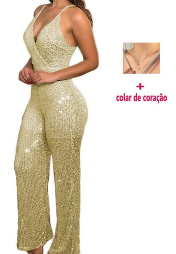 Mono Largo Sin Mangas For Mujer Lentejuelas Slim Fit