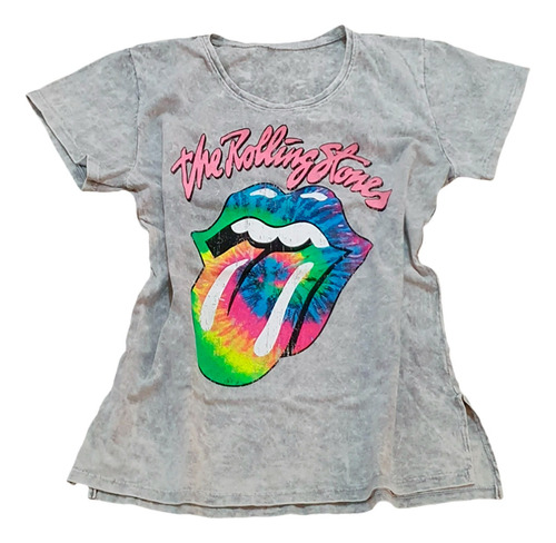 Remera Rolling Stones Batik Gris Melange Nevada Lupe Store