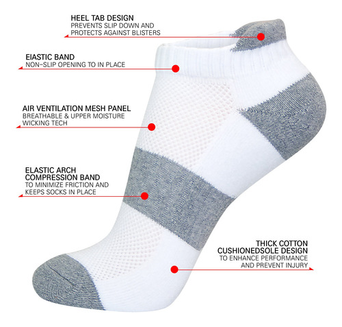 Kony 6 Pares De Calcetines Atléticos De Corte Bajo Para Muje