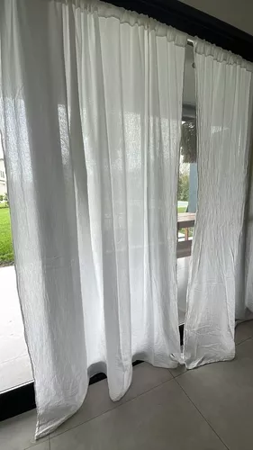  ChadMade Cortina de lino y algodón extra larga de 132 pulgadas  de largo con pestaña trasera reductora de luz, con bolsillo para barra,  cortina gris claro, de una sola capa de