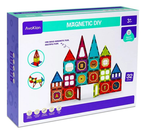 Juguete Magnético Magnetic Diy Blocks 32 Piezas