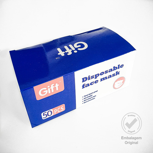 Máscara Descartável 3 Camadas Tnt Com Elástico E Clip Nasal