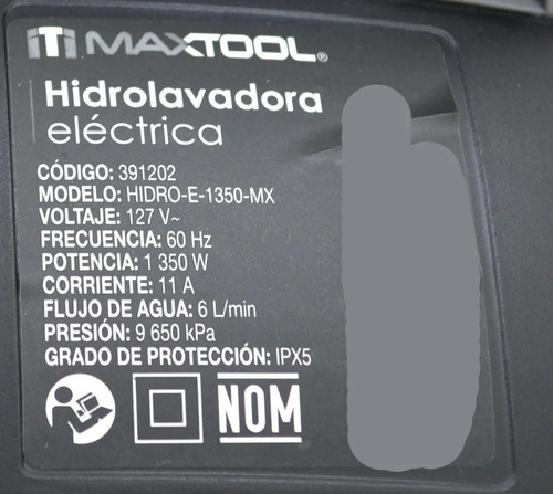 Imagen 7 de 8 de Hidrolavadora eléctrica Maxtool HIDRO-E-1350-MX gris de 1350W con 1400psi de presión máxima