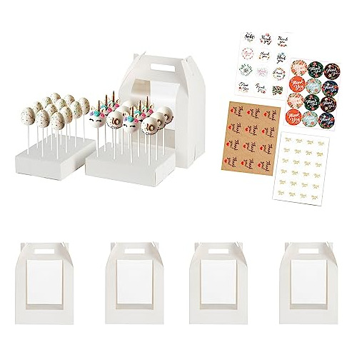 Hzzycaxli Premium White 4-pack Cake Pop Boxes - Embalaje Seg