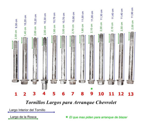 Tornillos Largos Originales Arranque Chevrolet (ver Imagen)