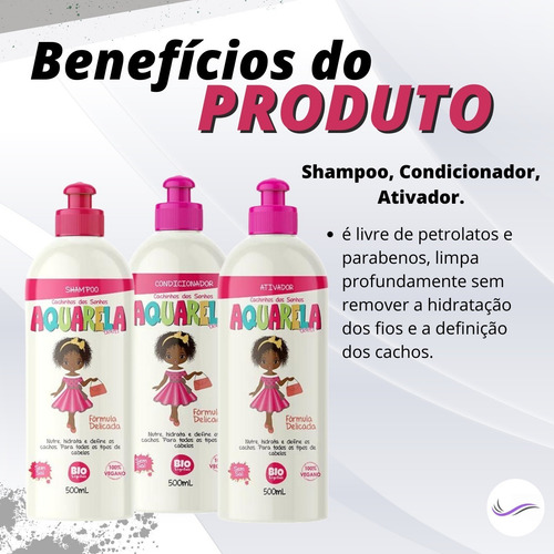 Kit Shampoo, Condicionador E Ativador De Cachos Aquarela