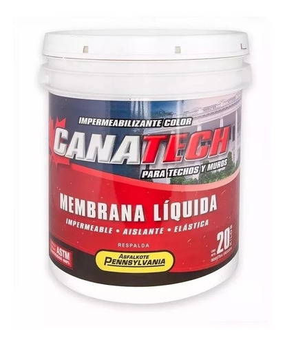 Canatech Impermeabilizante 20kg Membrana Liquida Techos