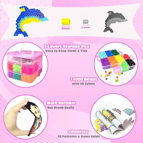 Kit De 11 000 Cuentas Fusibles Jgo Manualidades Con Cuentas