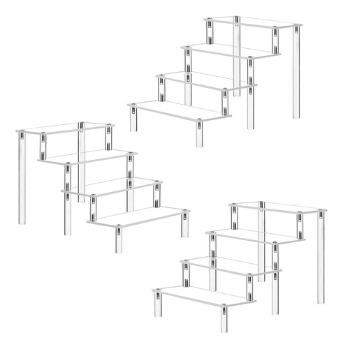 Soporte Elevador De Acrilico Transparente De 4 Niveles Para 