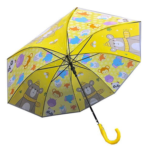 Paraguas Infantil Con Silbato, Goma Eva Estampados Color Amarillo