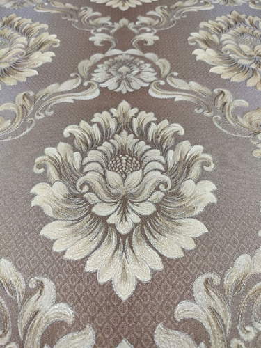 Imagem 4 de 8 de Papel De Parede Rolo Importado Textura Damask Alto Padrão