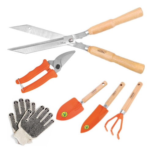 Kit Tesoura De Poda Galhos Grama Com Kit Jardinagem + Brinde