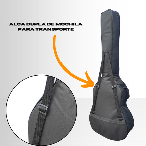 Capa Bag P/ Violao Folk Impermeável Acolchoada Alça Dupla
