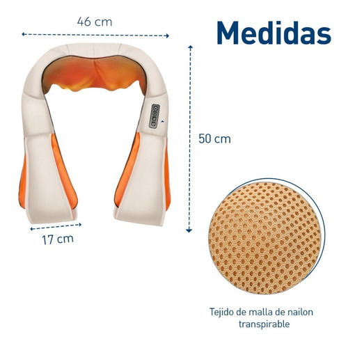 2 Masajeadores Eléctricos Cuello Espalda Hombro Cintura Beige Con Naranja