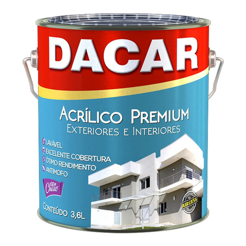 Pintura Látex Acrílico Premium Dacar Satinado Int/ext 0,9l