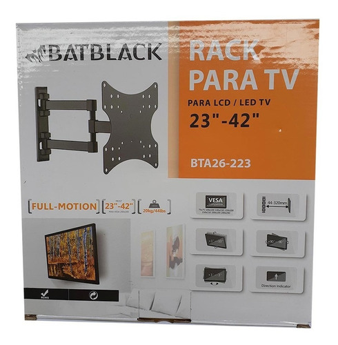 Soporte Rack Tv Lcd, Led 23 - 42 Pulgadas Batblack Bta26-223