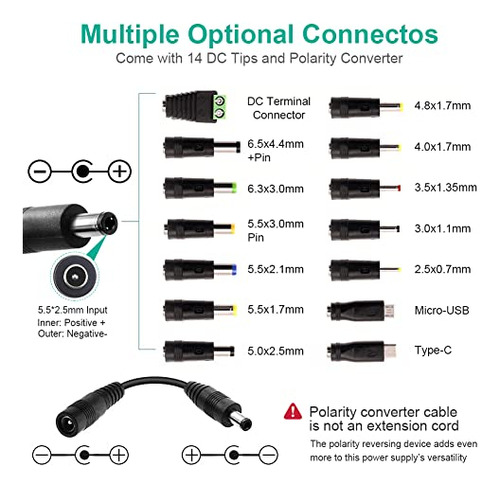 Pack De Adaptadores 120w Ajustable Dc 3v-24v Con 14 Puntas