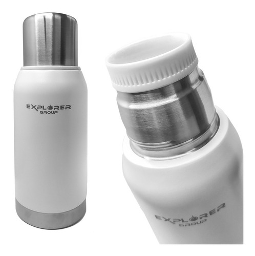 Imagen 3 de 10 de Termo Acero Inoxidable Explorer 750 Ml Pico Cebador Blanco