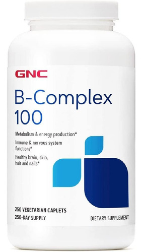 Complejo De Vitamina B 100 Gnc 250 Comprimidos Sabor Neutro