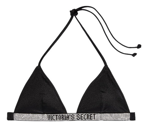 Corpiño Bikini Triángulo Negro Strasses M L Victoria Secret