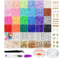 Comprar Kit 6000 Cuentas De Arcilla Polimérica 6mm Multicolor Con Dijes Y Accesorios Ideal Para Hacer Pulseras, Collares Y Joyas Diy Creativas, Incluye Herramientas, Letras, Conchas Y Colgantes Variados