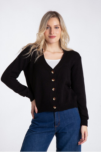 Cardigan De Lana Frizz Con Botones Marmolados. Laila. Luna