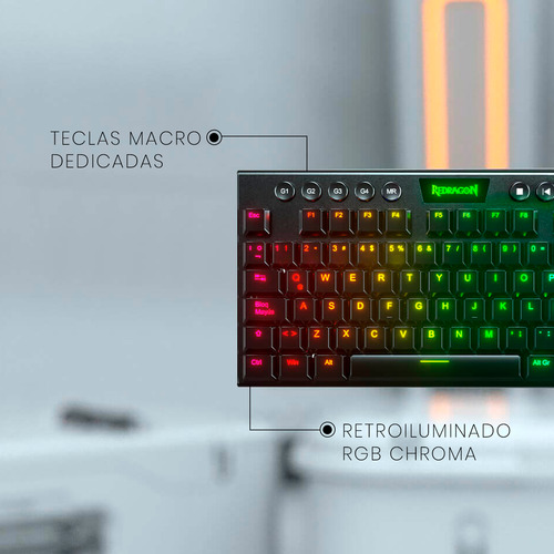 Teclado Gamer Redragon K619 Horus Cableado Usb Switch Rojo Color del teclado Negro Idioma Español Latinoamérica