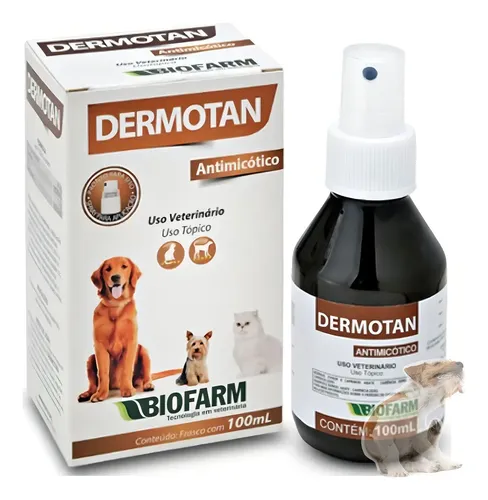 Dermotan Spray Antifúngico 100ml Micose Dermatite Cães Gatos