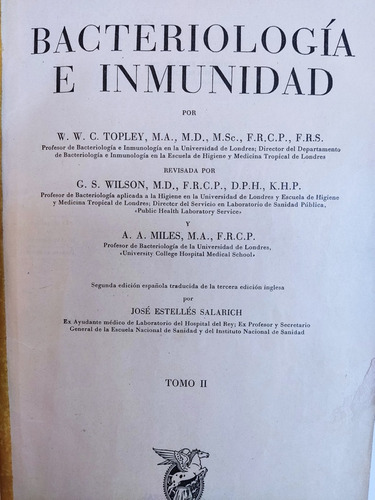 Libro Bacteriologia E Inmunidad Tomo 2 Topley Wilson 173r9