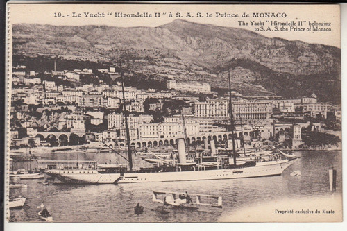 Embarcaciones Antigua Postal Yacht Hirondelle Prince Monaco 