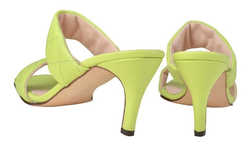 Sandalias Zuecos Taco De Mujer De Cuero Bruselas - Ferraro