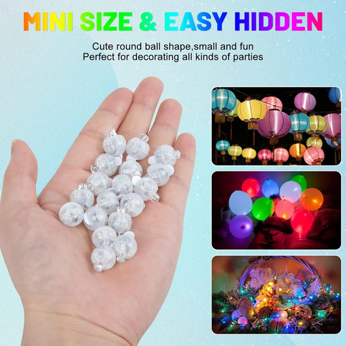 100 Pzs Mini Luces Led Redondas De Globos De Luz De Colores