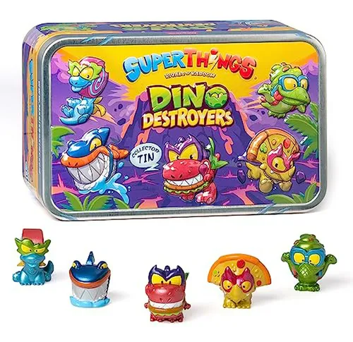 Supertings Dino Destroyers - Lata Con 5 Dinosaurios Exclusiv
