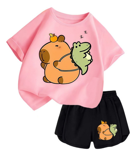 Traje Deportivo Casual De Capibara Para Niños, 2 Piezas