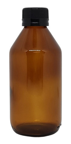 10 Botellas Jarabe 250ml Vidrio Ambar Tapa Precinto Negra